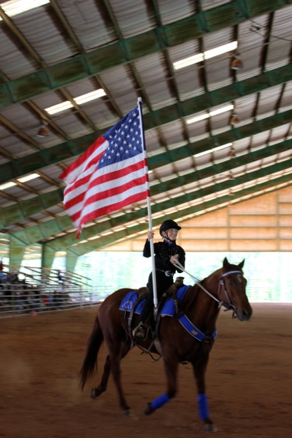 Deenie McKeever - Raised American Flag - Riding Horseback - Gwinnett County Fairgrounds